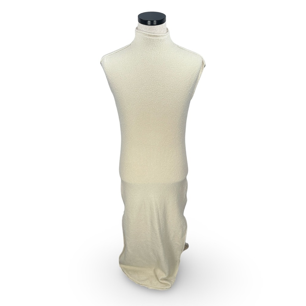 Daily Practice Anthropologie Ivory Boucle Knit Mock Neck Sleeveless Maxi Dress S